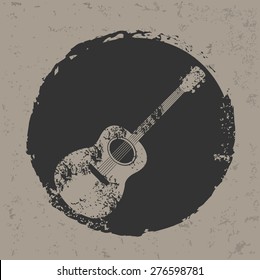 Guitar design on grunge background, grunge vector