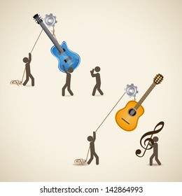 guitar design over beige background vector illustration