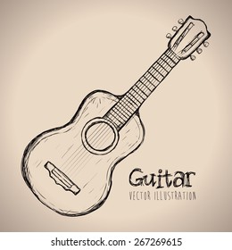 Guitar design over white background, vector illustration.