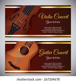 Guitar design over white background, vector illustration.