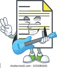 With guitar document template with cartoon character shape