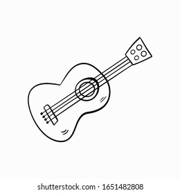 Guitar doodle icon. Drawing by hand. Vector illustration.