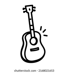 Guitar, doodle icon of musical instrument 

