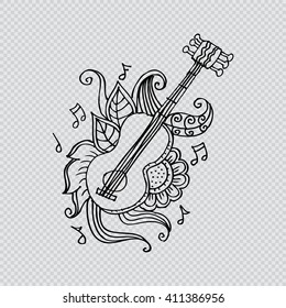  Guitar. Doodle style.