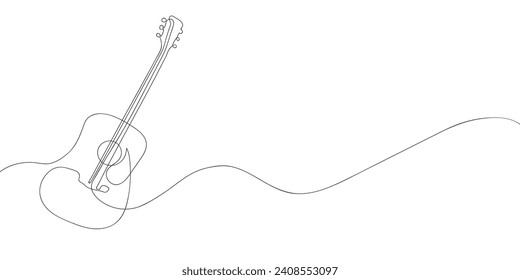 Un dibujo de guitarra en una línea. Icono vector de guitarra.