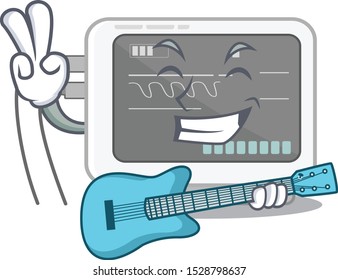 With guitar ecg machine isolated in the character