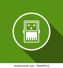 guitar effect pedal flat icon with long shadow. vector illustration