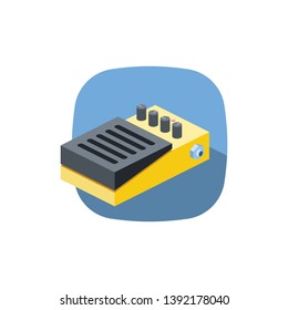 Guitar effect pedal. Vector 3d isometric color icon new flat style. Creative illustration, idea for infographics.