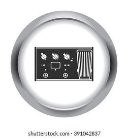 Guitar effect processor with pedal simple icon  on round background