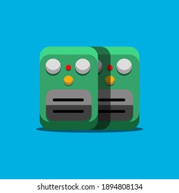efecto guitarra ilustración vectorial que está decorada en verde y tiene tres botones en cada uno de los efectos de guitarra