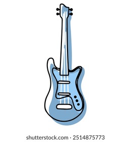 Guitar, electric guitar, acoustic guitar Vector Line Art Music Instrument in Flat Style