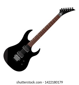 Guitar electric black. For rock and heavy metal shops logo. Vector. Eps 10.