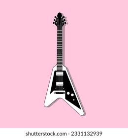 Guitar Electric Black White Vector Illustration