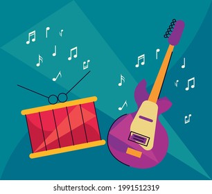 guitar electric and drum instruments