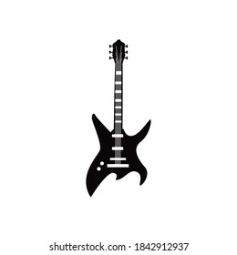 guitar electric instrument black and white style icon design, Music sound melody song musical art and composition theme Vector illustration