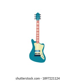 guitar electric instrument flat style icon design, Music sound melody song musical art and composition theme Vector illustration