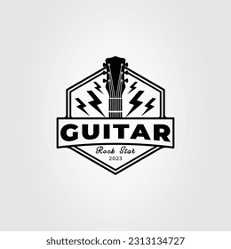 guitar electric logo or music band symbol vector illustration design