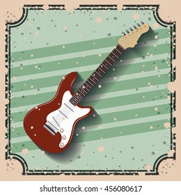 guitar electric over retro background  isolated icon design, vector illustration  graphic 