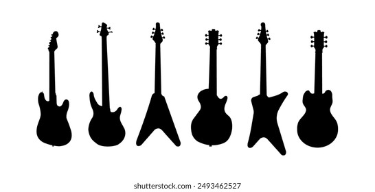 Guitar, electric - set of silhouettes, vector illustration