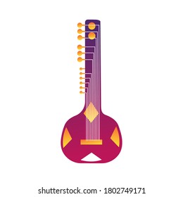 guitar of eleven strings instrument line and fill style icon vector illustration design