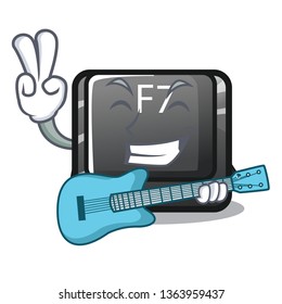 With guitar F7 button installed in computer cartoon