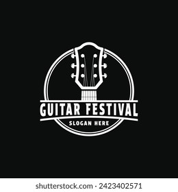 Guitar festival logo design concept vintage retro style