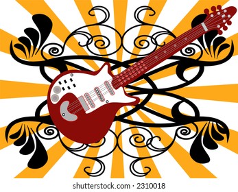 guitar with filigree and artistic background series