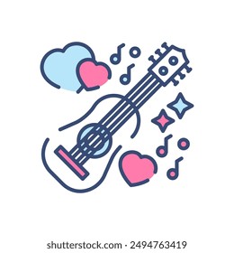 Guitar Filled Color Icon, Vector illustration
