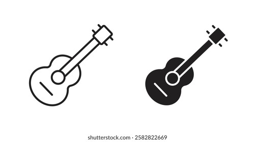 Guitar filled and outlined icons vectors on white background