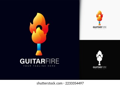 Guitar fire logo design with gradient
