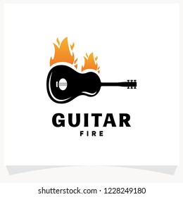 Guitar Fire Logo Design Template