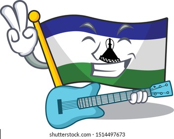 With guitar flag lesotho isolated in the character