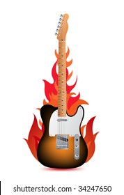 Guitar in flames. Vector illustration