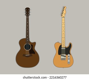 Guitarra con vector de diseño plano