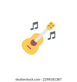 Guitar Flat Icon - Happy New Year Party Vector Illustration.