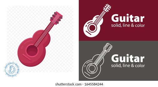 guitar flat icon. line icon