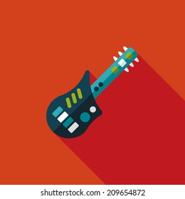 guitar flat icon with long shadow