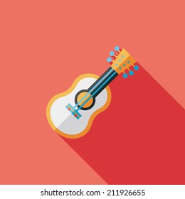 guitar flat icon with long shadow