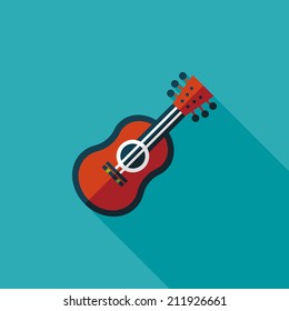 guitar flat icon with long shadow