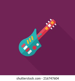 guitar flat icon with long shadow