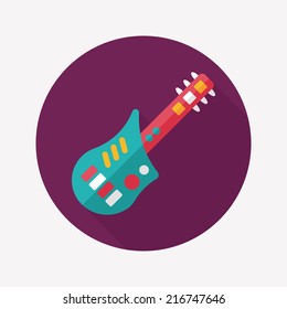 guitar flat icon with long shadow