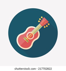 guitar flat icon with long shadow