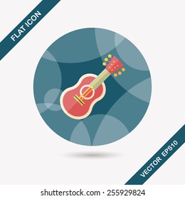 guitar flat icon with long shadow