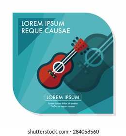 guitar flat icon with long shadow