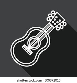 guitar flat icon with long shadow, line icon