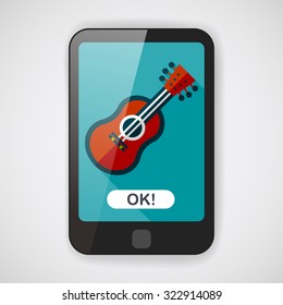 guitar flat icon with long shadow