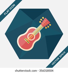 guitar flat icon with long shadow