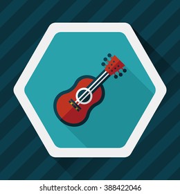 guitar flat icon with long shadow