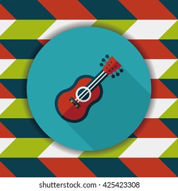 guitar flat icon with long shadow