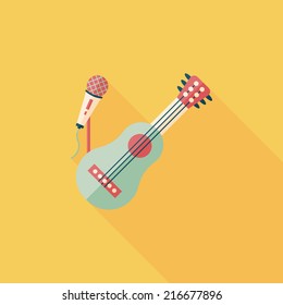guitar flat icon with long shadow,eps10